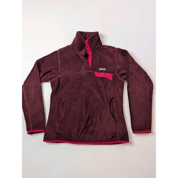 Patagonia Women’s Retool Snap T Pullover Fleece Jacket Wine Maroon Red - Size S - Picture 2 of 13